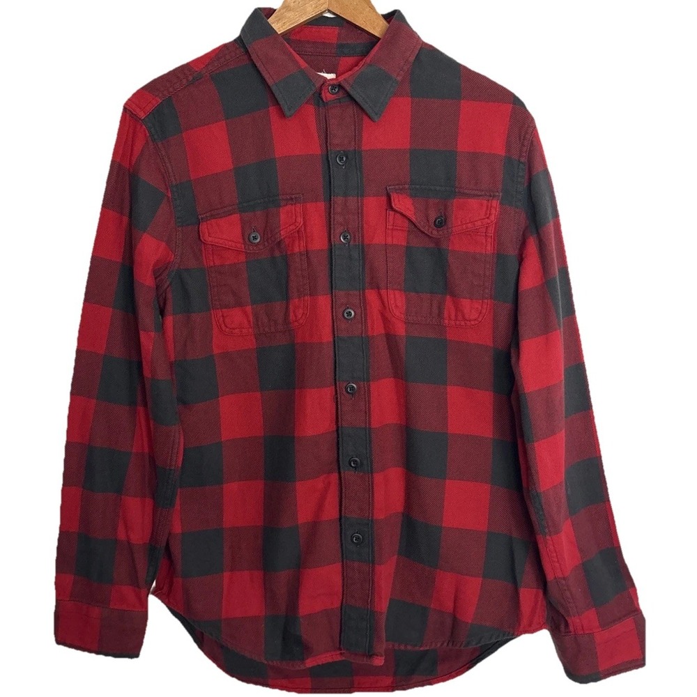 Vtg 90s American Eagle Flannel Shirt Mens Med Red Plaid Lumberjack Pockets Flaps